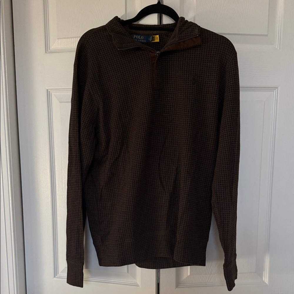 Polo by Ralph Lauren Men's Dark Brown quarter Zip-Up Sweater